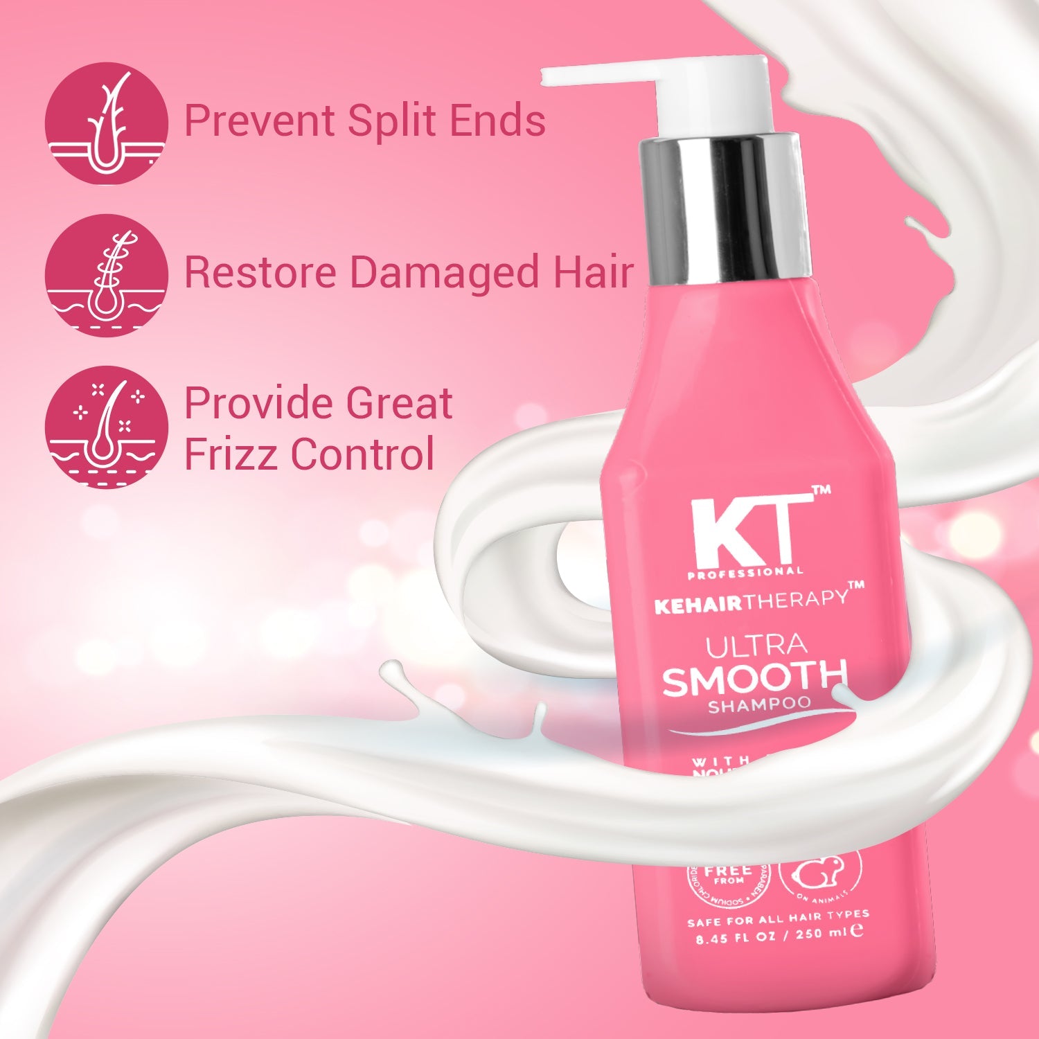 KT Professional Ultra Smooth Keratin Shampoo with Extra Nourishment & Revitalizing - 1000ml