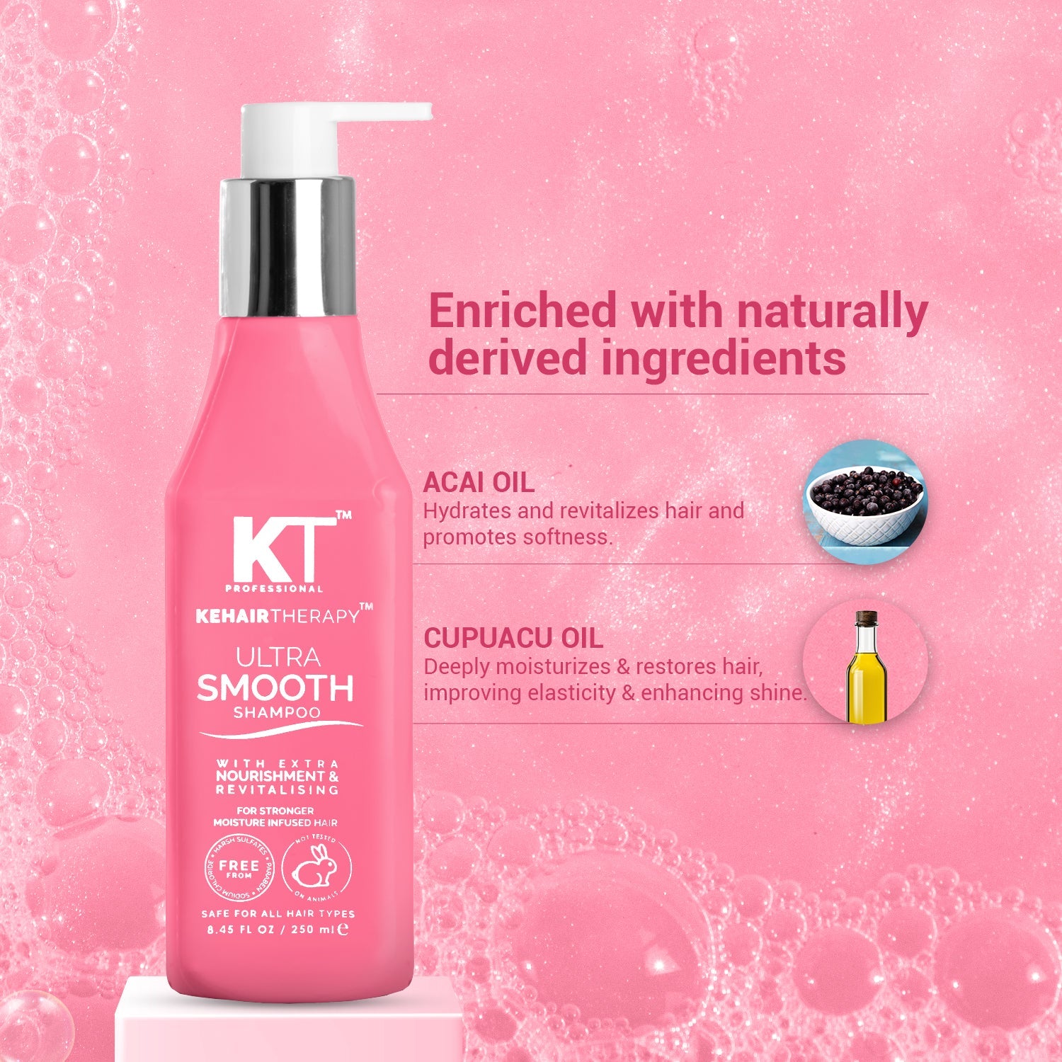 KT Professional Ultra Smooth Keratin Shampoo with Extra Nourishment & Revitalizing - 1000ml