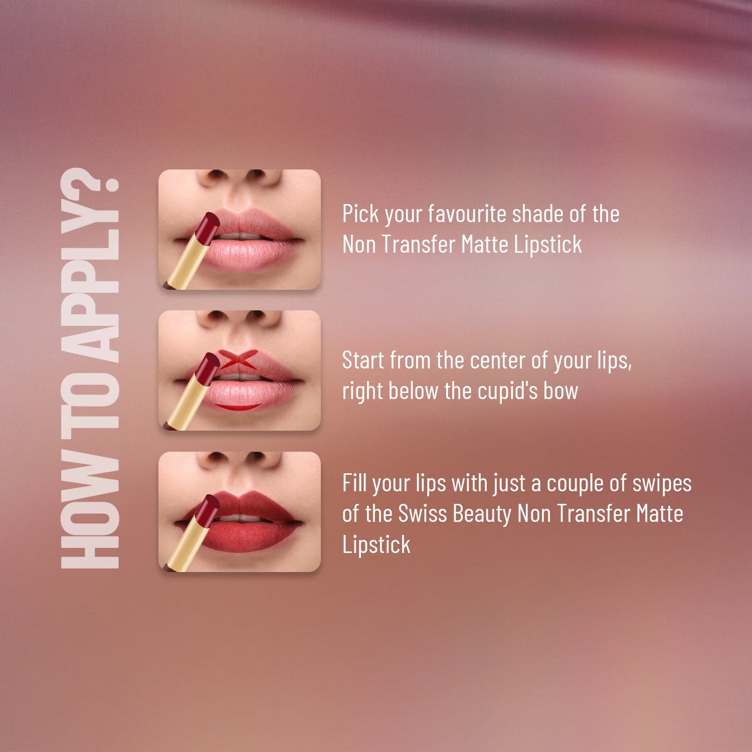 Swiss Beauty Non-Transfer Matte Lipstick | Waterproof | 12-Hour Stay | Shade - First Love