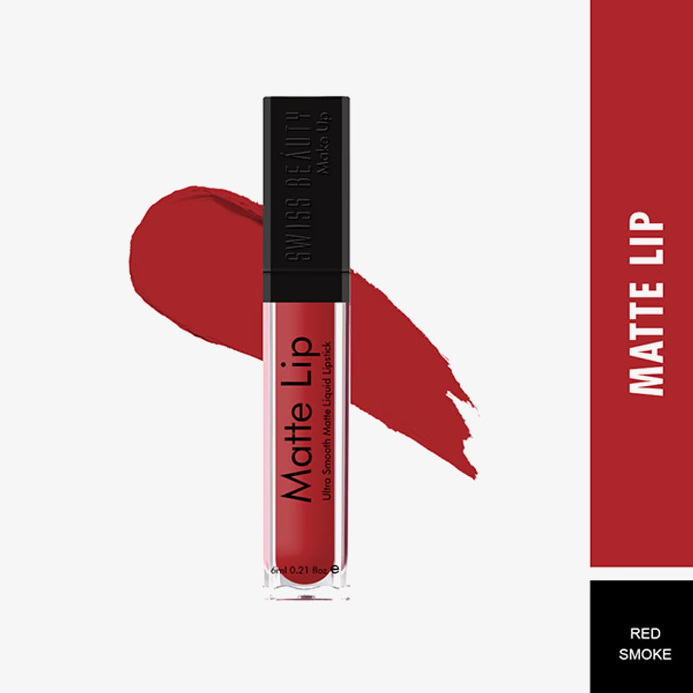 Swiss Beauty Ultra Smooth Matte Liquid Lipstick | Red Smoke - 6ml