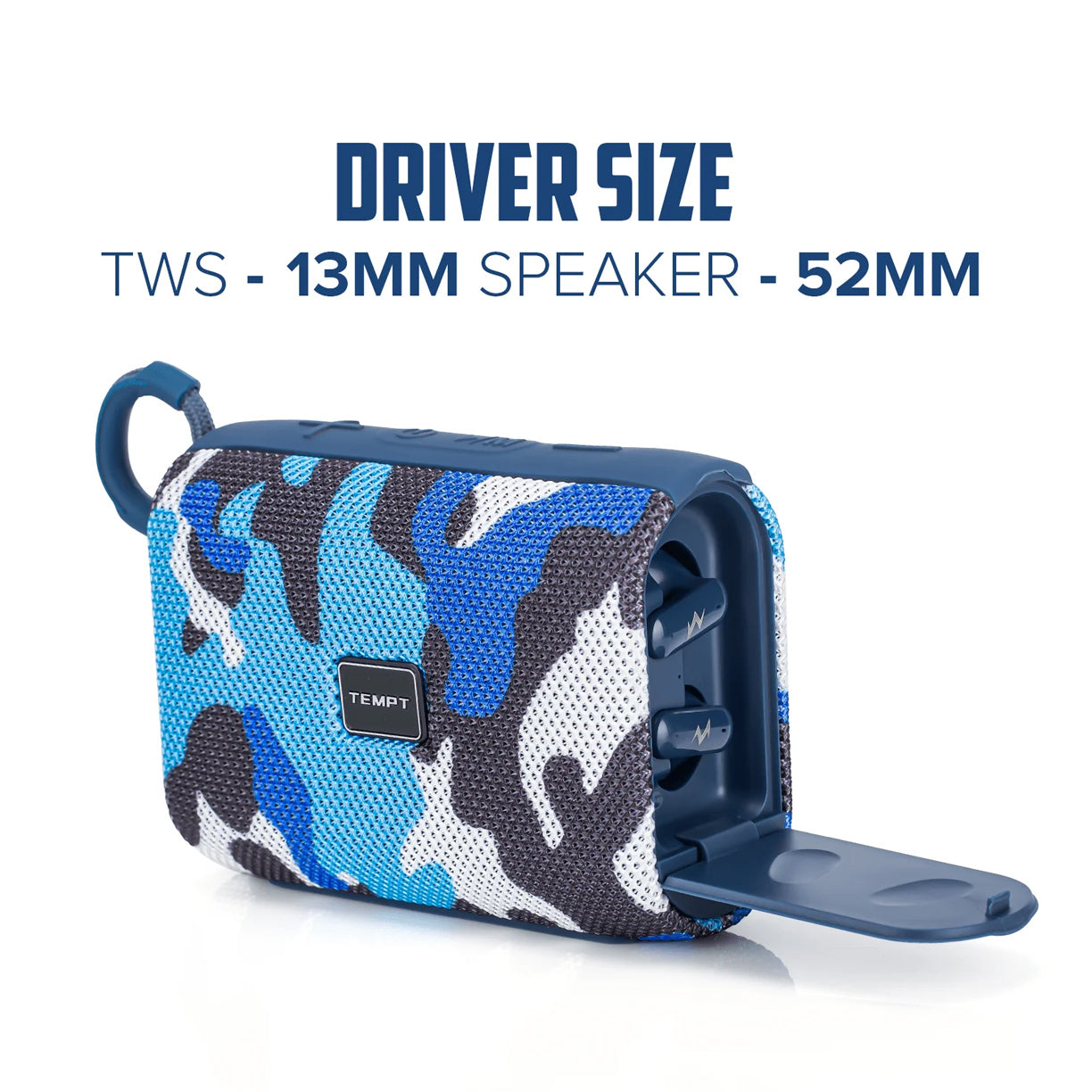 Tempt Juggler Bluetooth Speaker with in-Built TWS Earbuds - Blue