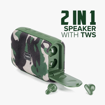 Tempt Juggler Bluetooth Speaker with in-Built TWS Earbuds - Green