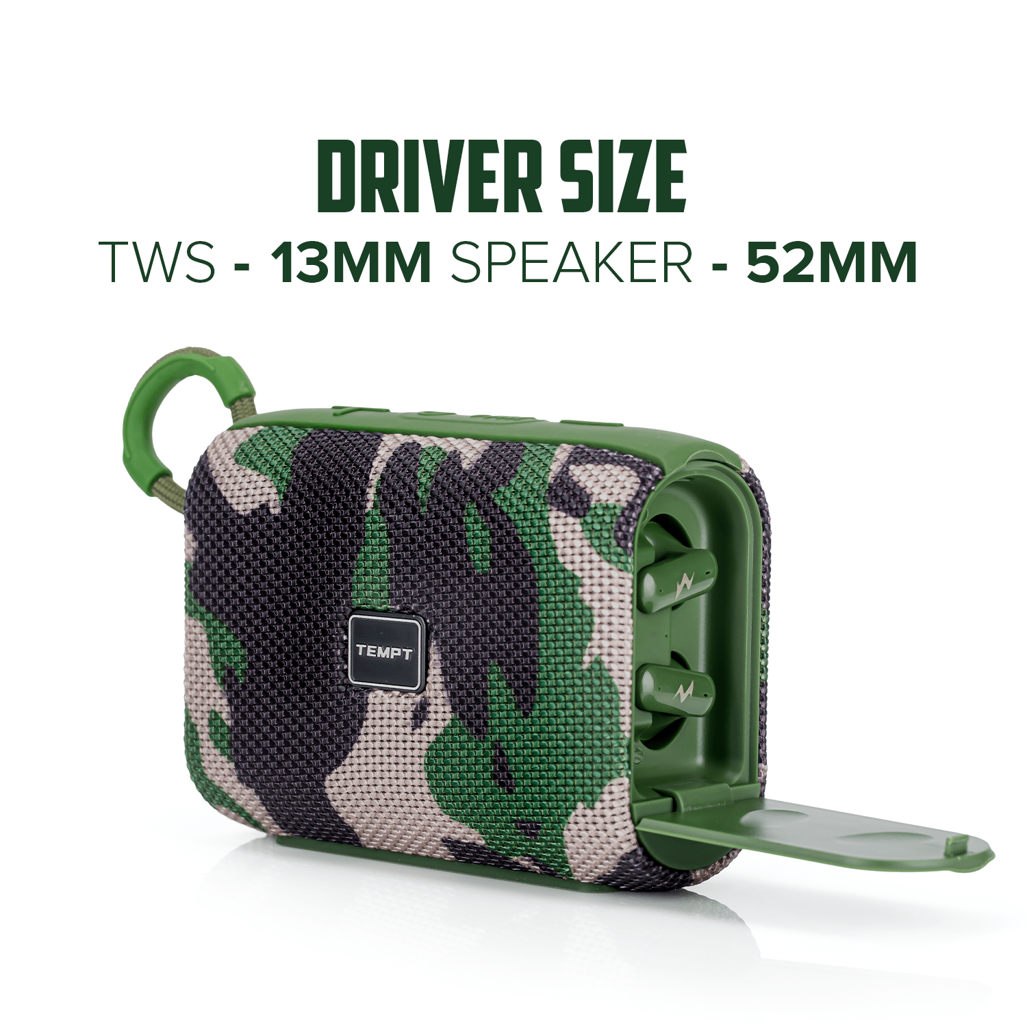 Tempt Juggler Bluetooth Speaker with in-Built TWS Earbuds - Green