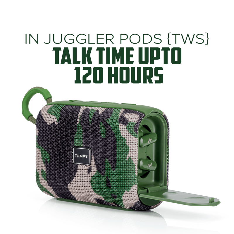 Tempt Juggler Bluetooth Speaker with in-Built TWS Earbuds - Green