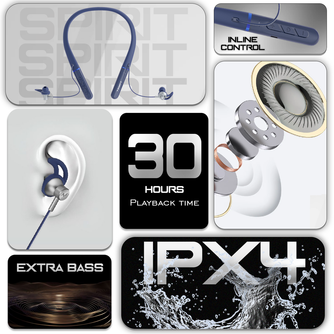 Tempt Spirit Bluetooth Neckband - Blue