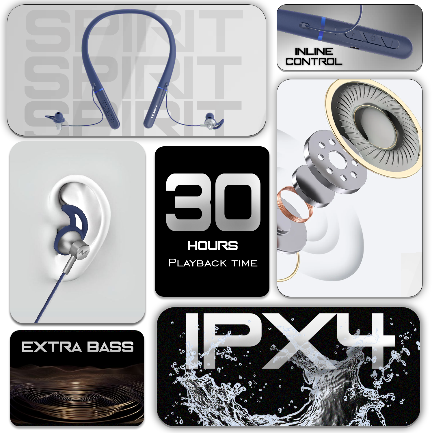 Tempt Spirit Bluetooth Neckband - Blue